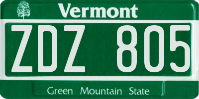 VT license plate ZDZ805