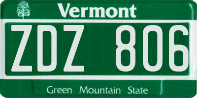 VT license plate ZDZ806