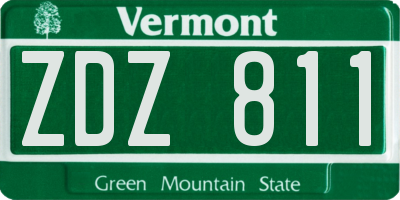 VT license plate ZDZ811