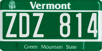 VT license plate ZDZ814