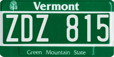 VT license plate ZDZ815