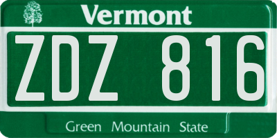 VT license plate ZDZ816