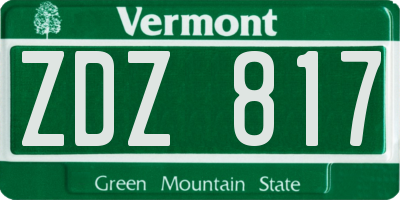 VT license plate ZDZ817
