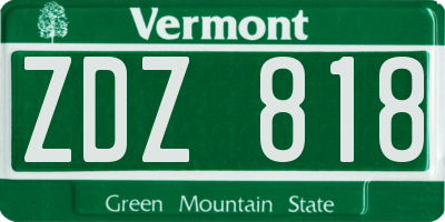 VT license plate ZDZ818