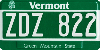 VT license plate ZDZ822