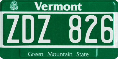 VT license plate ZDZ826