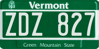 VT license plate ZDZ827