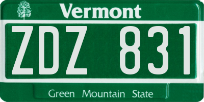 VT license plate ZDZ831