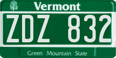 VT license plate ZDZ832