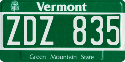 VT license plate ZDZ835