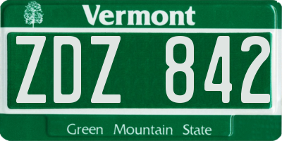 VT license plate ZDZ842