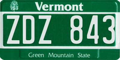 VT license plate ZDZ843