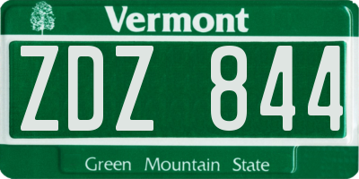 VT license plate ZDZ844