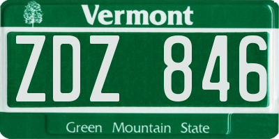 VT license plate ZDZ846