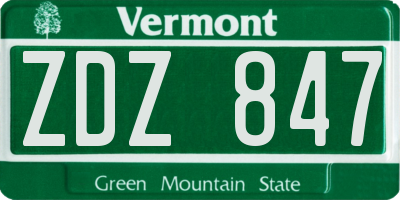 VT license plate ZDZ847