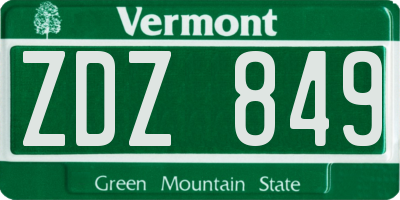 VT license plate ZDZ849