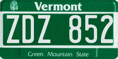 VT license plate ZDZ852