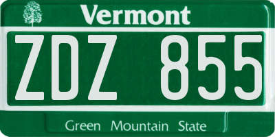 VT license plate ZDZ855