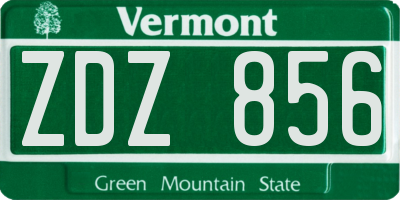 VT license plate ZDZ856