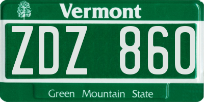 VT license plate ZDZ860