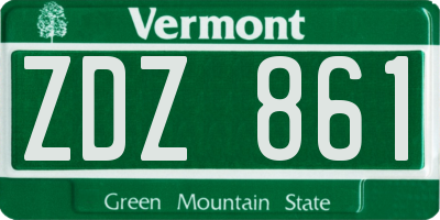 VT license plate ZDZ861