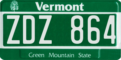VT license plate ZDZ864