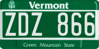 VT license plate ZDZ866