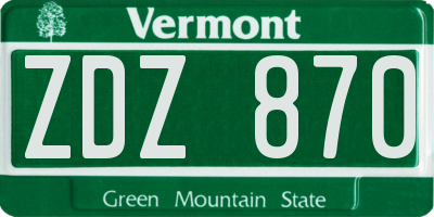 VT license plate ZDZ870