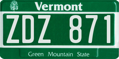 VT license plate ZDZ871