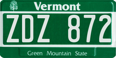 VT license plate ZDZ872