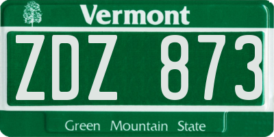 VT license plate ZDZ873