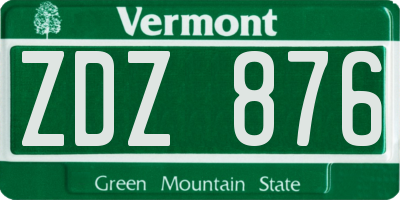 VT license plate ZDZ876