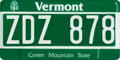 VT license plate ZDZ878