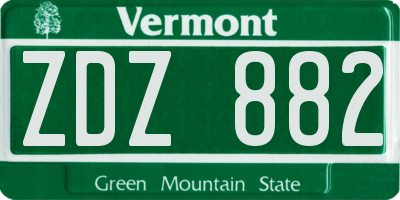 VT license plate ZDZ882