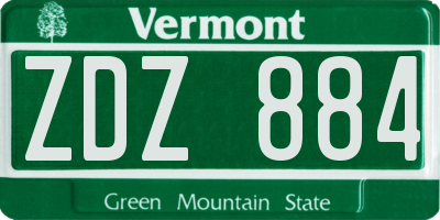 VT license plate ZDZ884