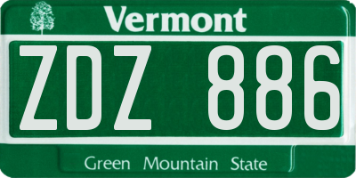 VT license plate ZDZ886