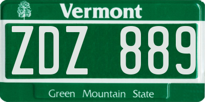 VT license plate ZDZ889