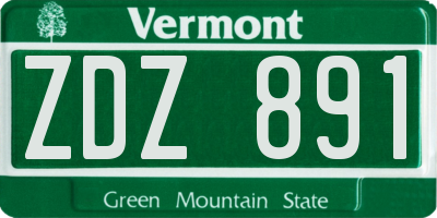 VT license plate ZDZ891