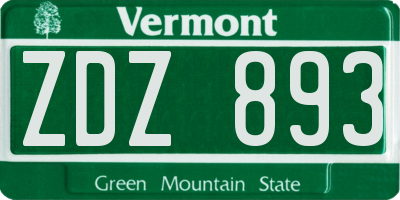 VT license plate ZDZ893