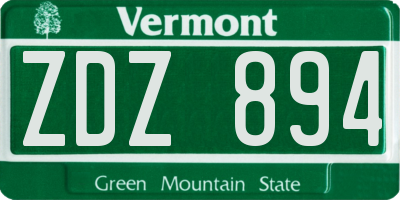 VT license plate ZDZ894