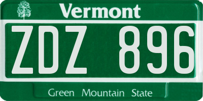 VT license plate ZDZ896