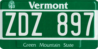 VT license plate ZDZ897