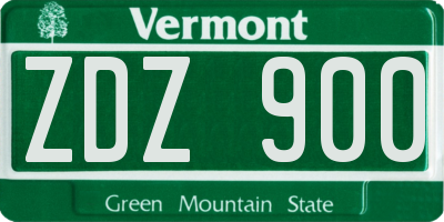 VT license plate ZDZ900