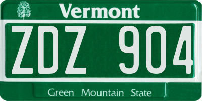 VT license plate ZDZ904