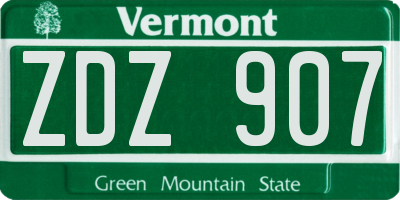 VT license plate ZDZ907