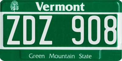 VT license plate ZDZ908
