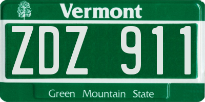 VT license plate ZDZ911