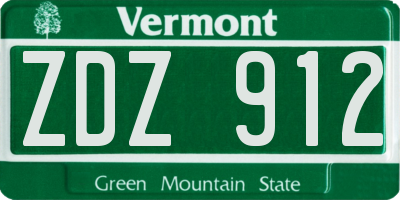 VT license plate ZDZ912