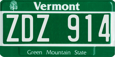 VT license plate ZDZ914
