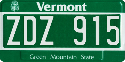 VT license plate ZDZ915